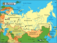 Map of Russia with town
