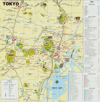 Large map of Tokyo with lots of tourist information