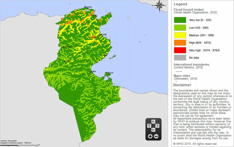 Map of flood risk in Tunisia.