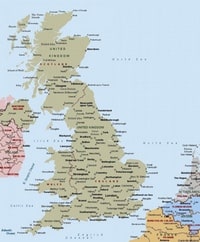 map United Kingdom cities and capital