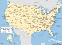 map United States cities capitals states