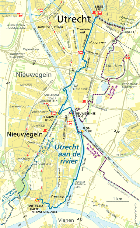 Map of a walk along the river of Utrecht.