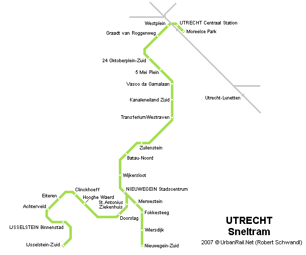 Map of Utrecht tramway